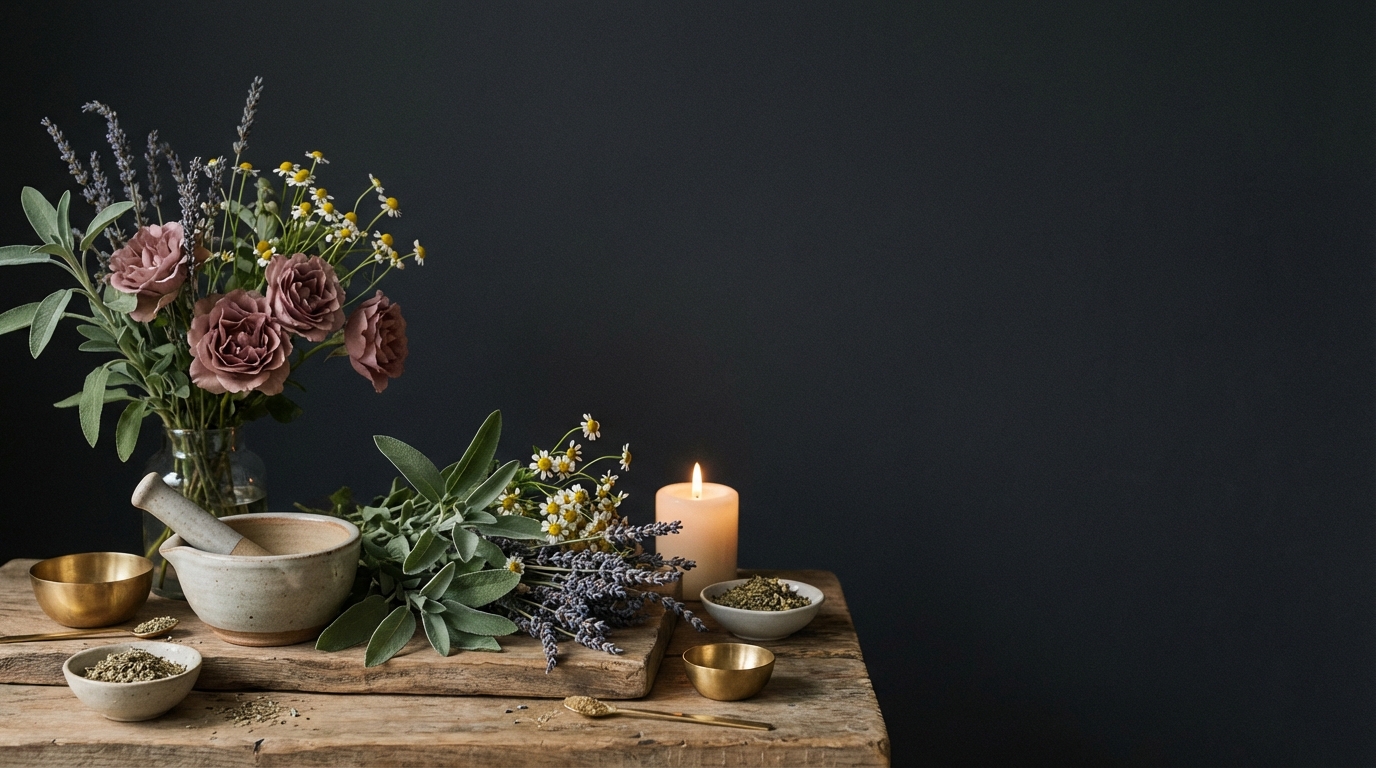 Beautiful herb garden with lavender and sage