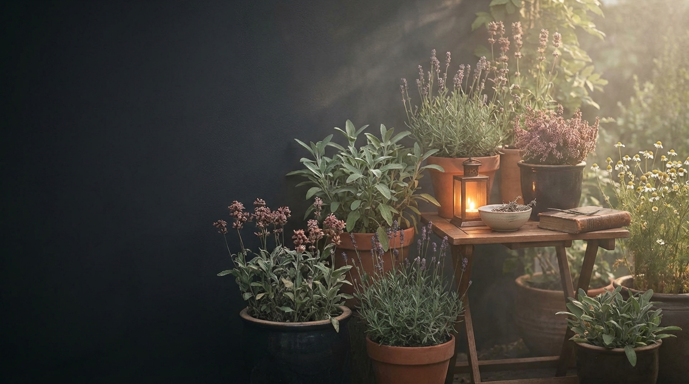 Cozy scene with tea and candles