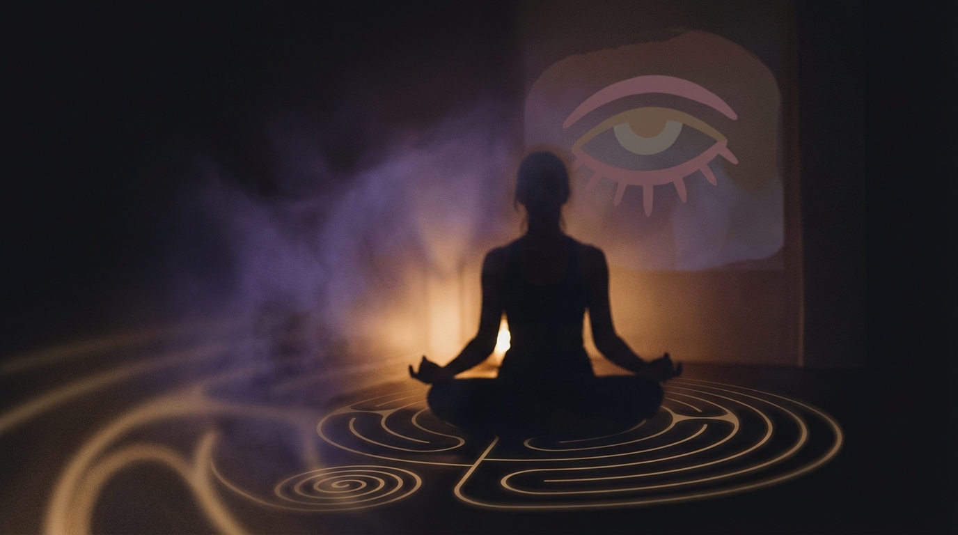 Misty mountain landscape at sunrise