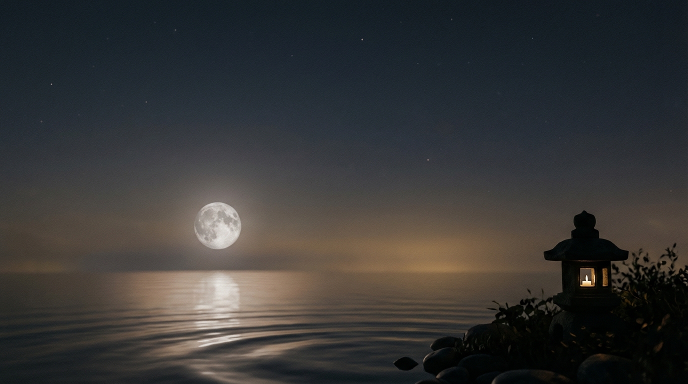 Full moon rising over landscape